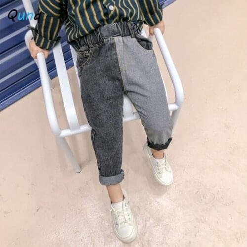 Qunq Kids Jeans Individuality Patchwork Casual Children Denim Pant for Girl 2021 New Spring Summer Baby Toddler Boys Trouser