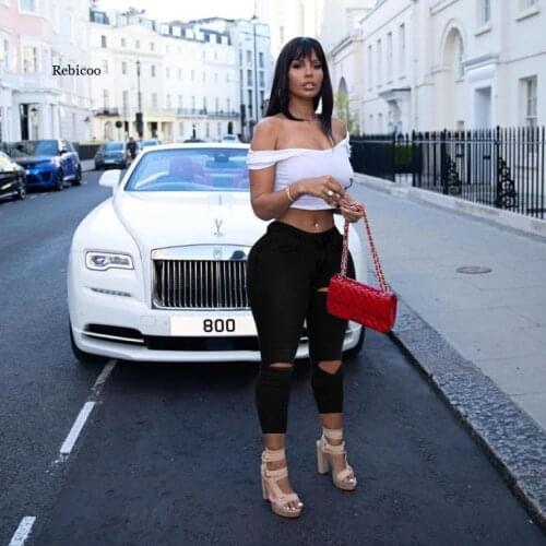 Women New Slim Jeans Pants Female Summer Trending Streetwear Pencil Denim Jean Blue Skinny Ripped Holes Sexy