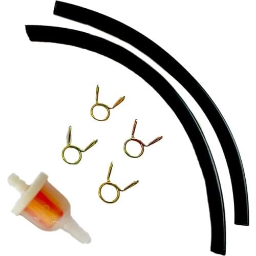 Lawn Mower Gasoline Filter Motorcycle Quad + Clamps + Hoses 6mm Fuel Filter