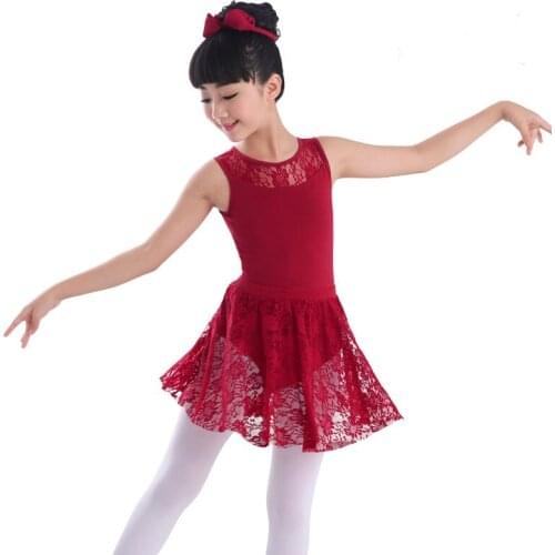 Girls Gymnastics Ballet Leotards Dance Dress Lace Cotton Leotard&Skirts Romantic Ballet Training Dance Wear For Kids