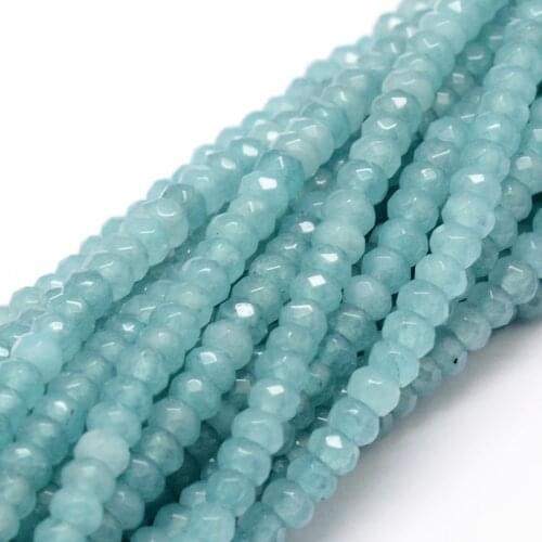 14 inches/strand 4x2~3mm Faceted Round Jade Roundel Stone Beads Loose Spacer Beads For DIY Bracelet Jewelry Making Handmade