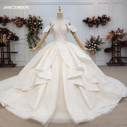 HTL1534 Robe Simple White Wedding Dresses Off The Shoulder Beaded Long Pleat Wedding Ball Gowns свадебное платье