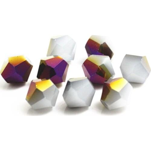 Isywaka 38pcs Solid White Pueple Color 8mm Bicone Austria Crystal Beads Glass Beads Loose Spacer Bead for DIY Jewelry Making