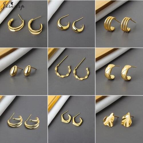 Jisensp 2021 New Metal Smooth Thick Big Earring Unique Irregular Geometric Hoop Earrings Gothic Jewelry for Women Men Party Gift