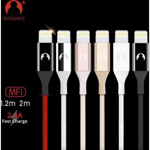 Snowkids USB Phone Charger MFi Cable for Lightning to USB Cable for iPhone 11 X 8 7 6 5 XR XsMax Long Upto iOS 12 Data Sync
