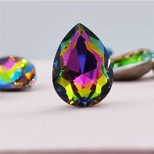 10x14mm rhinestone Crystal Drop Volcano Fancy Stone Drop Crystals Strass point Back crystal Stone for handicraft diy Craft needl