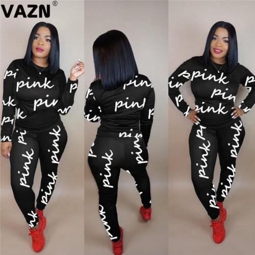 VAZN Autumn Sport O-neck Letter Comfortable Sexy 2019 Set full sleeve 2 Piece Sets Night Club Young Lady Sport Sets