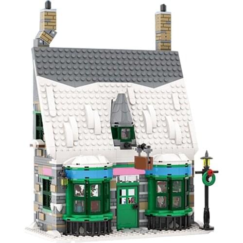 Candy House Store Christmas Series Winter Village Post Office Building Block Idea Assemble House Bricks Toys Child Birthday Gift