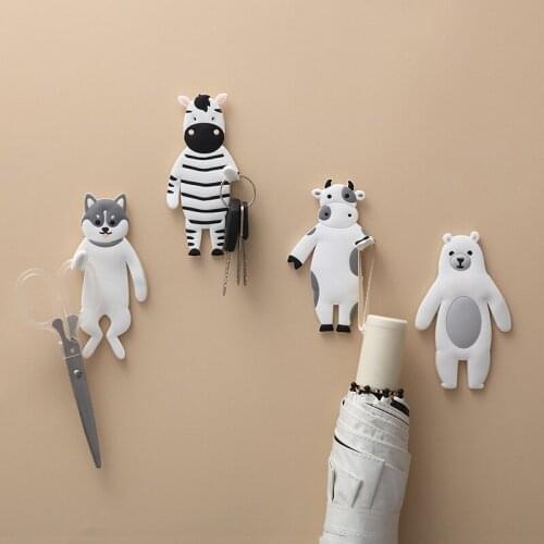 Creative Bear Horse Wall Hook Key Hanger Self-adhesive Cute Animals Hanger Hook Fashion Home Decoration Accessories