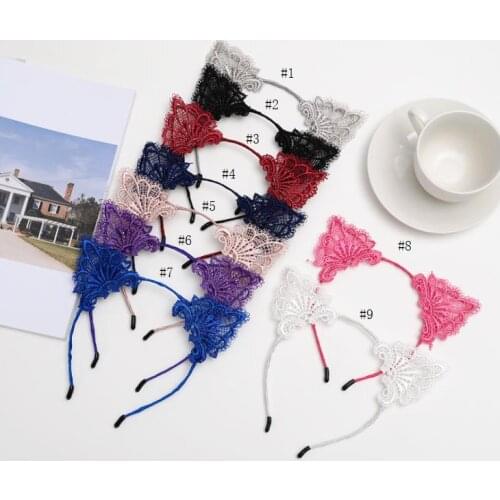 Lace Headband Cat Ear Girls Head Hoops Elastic Hair Band Wedding Party Photography Style Headwear Women Hair Accessories SN1526