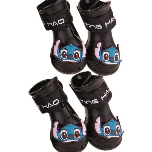 Carton Dog Pet Boots PU Silica Gel Waterproof Pet Shoes, 4Pcs/set Dogs Shoes 8 Candy Colors Cat Rain Shoes Size S/M/L