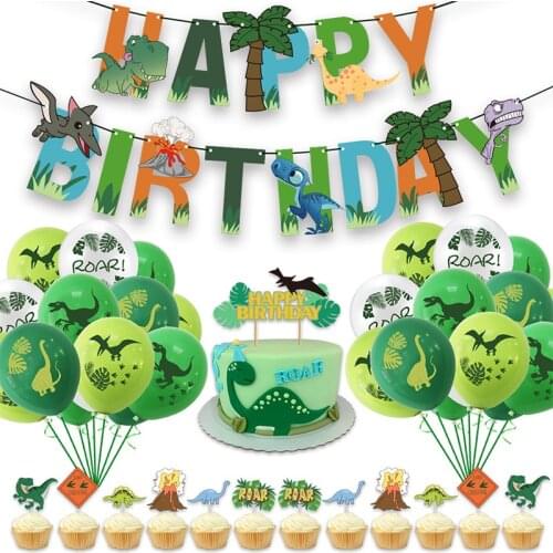 Dinosaur Birthday Party Supplies Balloons Set Jungle Safari Roar Balon One 1st Decorations Kids Boys Favors Baby Shower