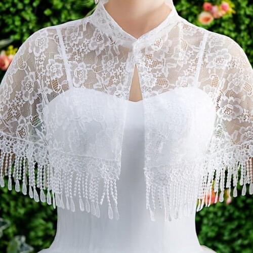 New High Neck Cape Wedding Jackets Wraps Lace Bridal Jackets Wedding Accessories Shawl Free Size