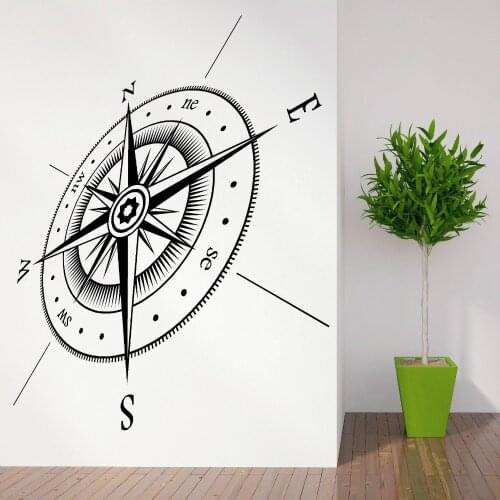 Newest Compass All Directions Points Vinyl Art Design Fashion Style Wall Sticker 3D Home Room Decor Wall Decals Y-837
