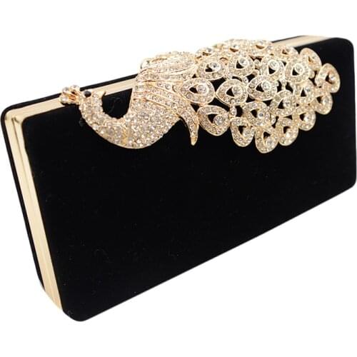 New 2016 Peacock Diamonds Women Evening Bags 6 Colors Small Day Clutches Handbags With Chain Shoulder Bags