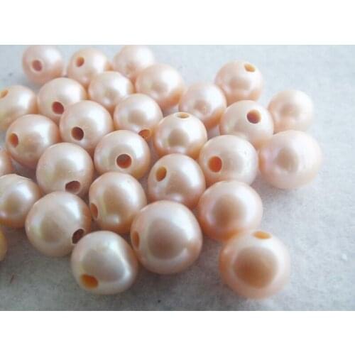 Bulk 100pieces/lot 9-10mm with 2mm hole Pink Freshwater pearl Round Pearl Jewelry Making