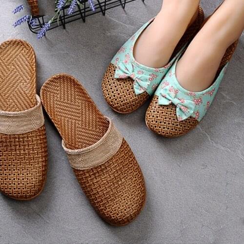 Sub-Grass Cool Slippers Male Household Indoor Non-Slip Thick Floor Linen Slippers Female Home Slides