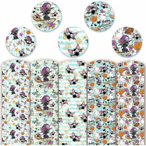 22*30cm Faux Leather Sheets Fabric Halloween Bat Print A4 Synthetic Faux Hairbow Fabric DIY Accessories Synthetic Leather