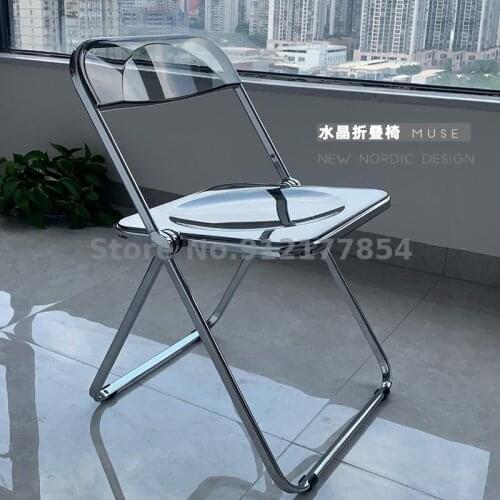 Transparent Chair Plastic Crystal Chair Household Photo Thickening Net Red Ins Dressing Makeup Acrylic Folding Dining Chair