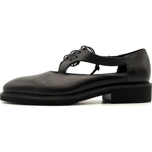 Mens Genuine Leather Sandals Summer Hollow Out Black Handmade Lace Up Formal Shoes Luxury Outdoor Gladiator Sandalias Hombre