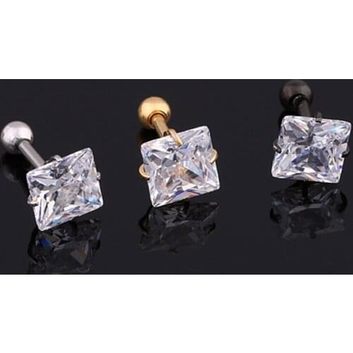 NEW Classic Square Crystal Stud Earrings Small Crystal Bridal Rhinestone Earrings Stainless Steel Ear Piercing Stud Earrings set