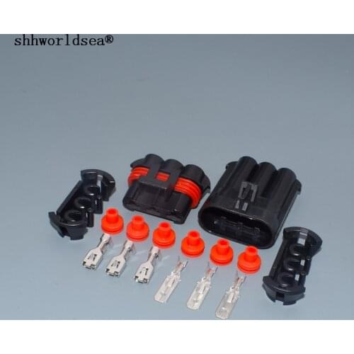 Shhworldsea 6.3mm 3pin Female Male Automotive Cooler Fan Connector Auto Plug 12124685 15358681 For Haval H3 for buick