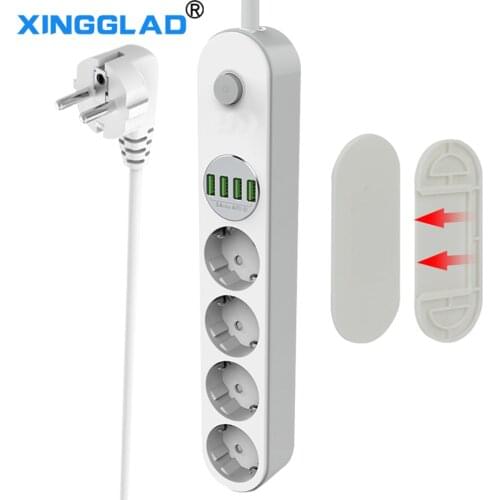EU Plug 4 outles 4 USB Power Strip with 3.4A Fast Charging Port Multi Electric Extender Cord Socket For Smart HomeNetwork Filter