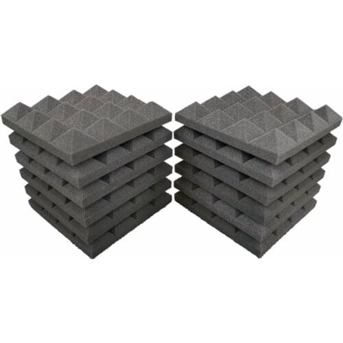 12Pcs 25x25x5cm Studio Acoustic Foam Soundproof Pyramid Sound Absorption Treatment Panel Tile Protective Sponge Sealing Strip