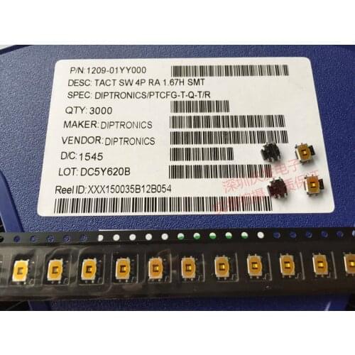 Taiwan Tat DIP PTCFG-T-Q Tact Switch Tortoise Patch 5 Pins with Fixed Posts Foil