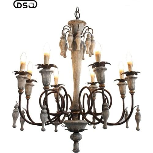 Vintage Amercian Rustic Wooden Chandelier Lamp Living Room Hotel and Reading Room Light Fixture Chandeliers