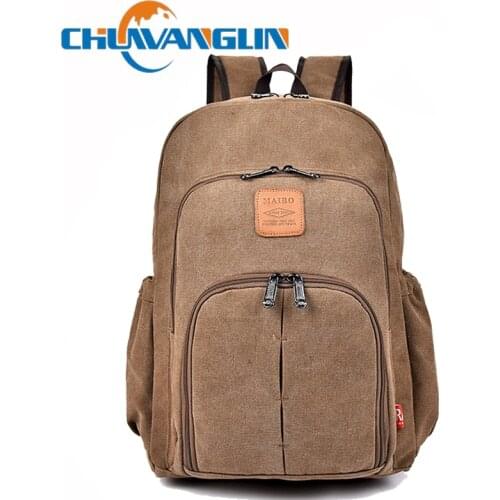 Chuwanglin Vintage Canvas Schoolbags Backpack Mens Casual Outdoor Travel backpacks Classic High capacity Laptop bag D103009