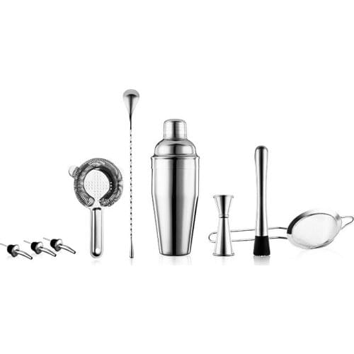 Premium Cocktail Tool Kit - Bartender Set Includes 750ML Cobbler Shaker, Jigger, Spoon, Pourers, Muddler & Strainers
