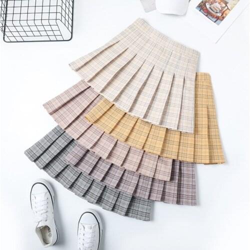 Japanese School Dresses For Girls Gray Plaid Pleated Skirt Women JK Uniform Skirt High School Student Anime Sailor Suit Skirt