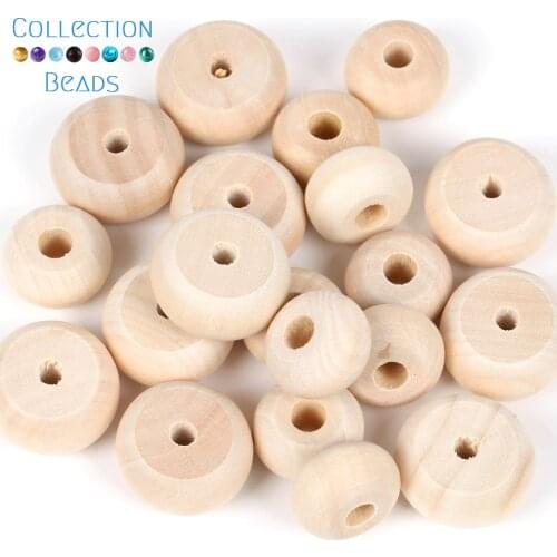 10Pcs Natural Wooden Flat Round Beads Loose Spacer Beads For DIY Bracelet Jewelry Making Handmade Accessories 20mm 24mm