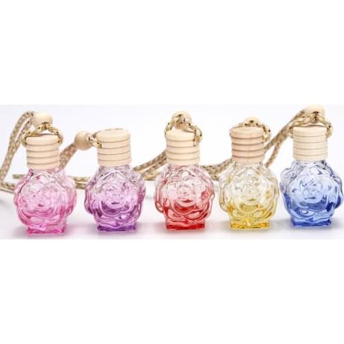 10pcs/lot 10ml colour Diamond Shape Frosted Glass Car Pendant Empty bottle Car Hanging Perfume Bottle