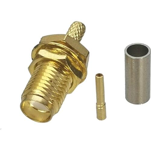 10pcs SMA female jack nut bulkhead crimp RG174 RG316 LMR100 Cable RF Coaxial connector