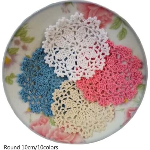 10cm HOT cotton placemat cup coaster mug dining kitchen coffee table place mat cloth lace Crochet doily tea drink Christmas pad