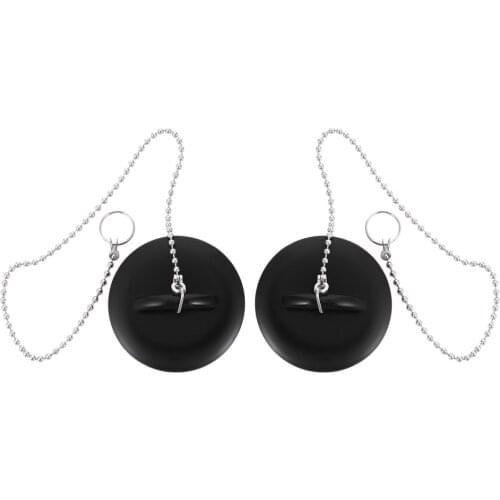 2 Pcs 1 Set Wear-resistant Hair Stoppers Soft Sealed Bathtub Stoppers (Black)