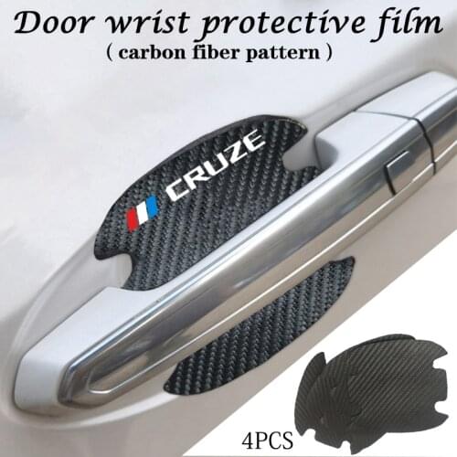 For Chevrolet Cruze 2009 2011 2012 2013-2020 Accessories 4pcs Leather Carbon Fiber Car Door Handle Scratch Protector Stickers