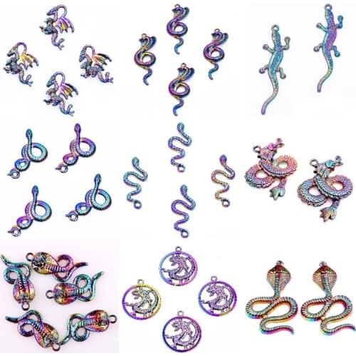 5Pcs/Lot Vintage Retro Animal Cobra Snake Charms Dragon Pendant For DIY Women Jewelry Making Finding Accessories