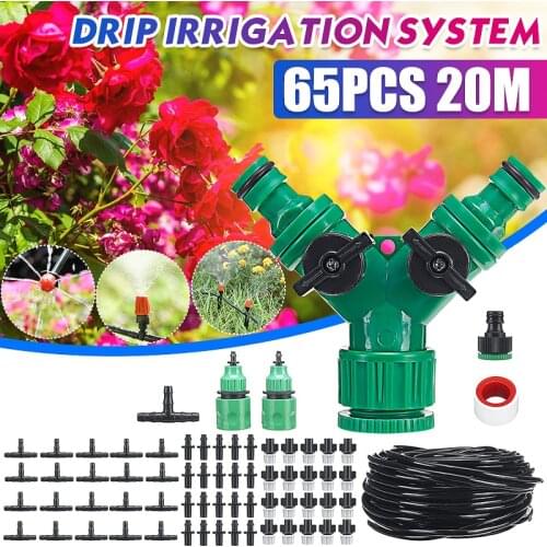 65FT/20M Automatic Drip Irrigation System Plant kit Watering Garden Lawn Hose