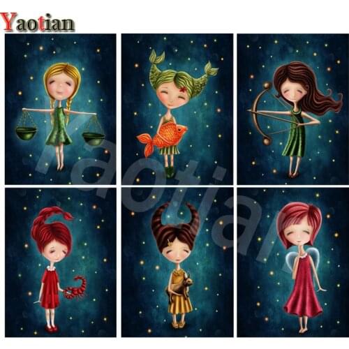 DIY 5D Diamond Painting Cartoon Girl 12 Constellation Full Square Round Craft Kits Embroidery Rhinestone Pictures Home Decora
