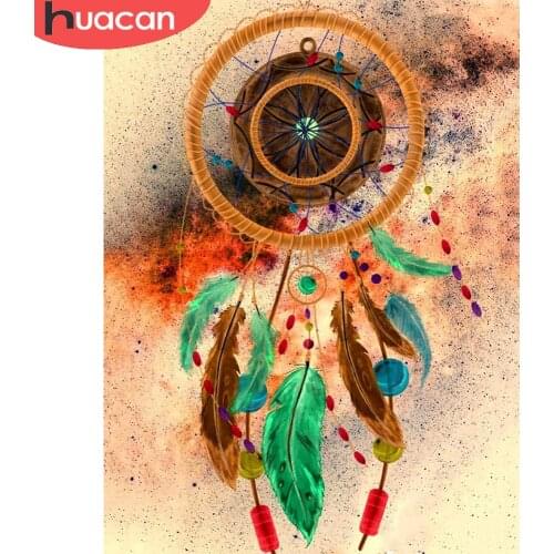 HUACAN Diamond Painting Dream Catcher 5D Diy Diamond Embroidery Cartoon Home Decoration Wall Stickers