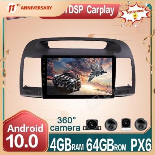 For Toyota Camry 5 2001-2006 Android Car radio DVD Player 360 Panoramic Camera 4+64GB Auto Multimedia GPS Navigation Carplay DSP