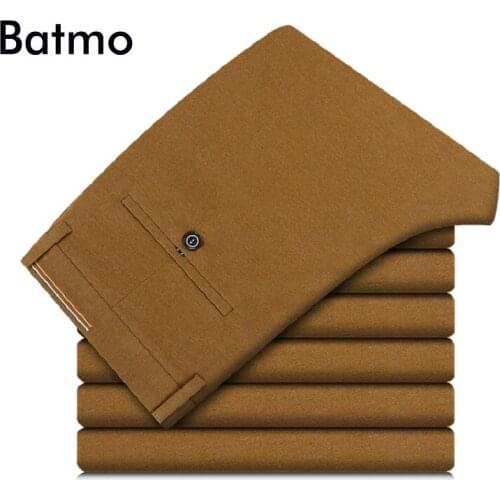Batmo 2018 new arrival high quality cotton smart casual khaki mens pants,navy blue casual trousers men,K1901