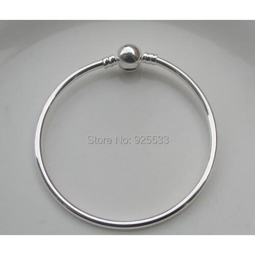 Free Shipping 12pcs Silver Plated Smooth Bangle Bracelets Fit European Charms Beads DIY size in 65mm dia. and 70mm dia