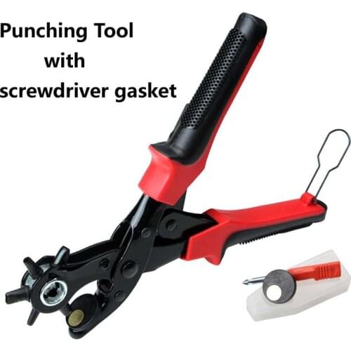 Free Shipping Multifunctional Elliptical Flat Round Hole Punching Plier Hand Tool with Screwdriver Gasket G5-1009