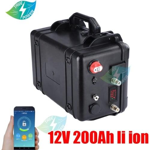 Large capacity 12V 200Ah lithium ion battery pack built-in BMS for inverter Solar Panel motorhome +charger