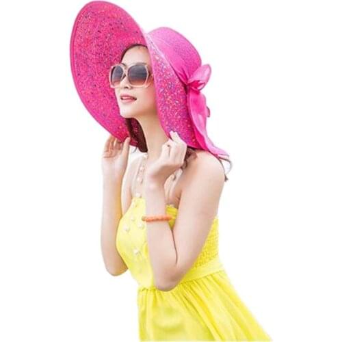 Large Brimmed Straw Summer Sun Hat New Style Beach Sun Hats Caps Sun Protection Beach Hat Wholesale For Women Ladies
