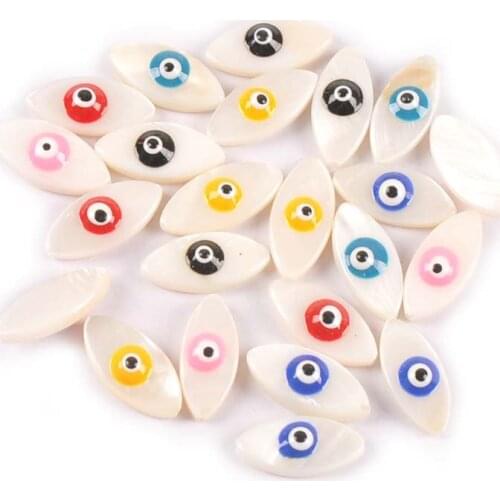 Evil Eyes Oval Shells Mother Of Pearl Making Jewelry Bracelet Natural Seashells DIY Crafts Home Decor Embellishment 10Pcs TR0364